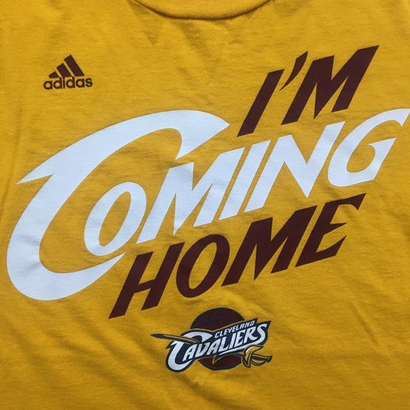 Adidas Cleveland Cavaliers NBA Mens M Yellow 100% Cotton I'm Coming Home Tshirt - Picture 5 of 6